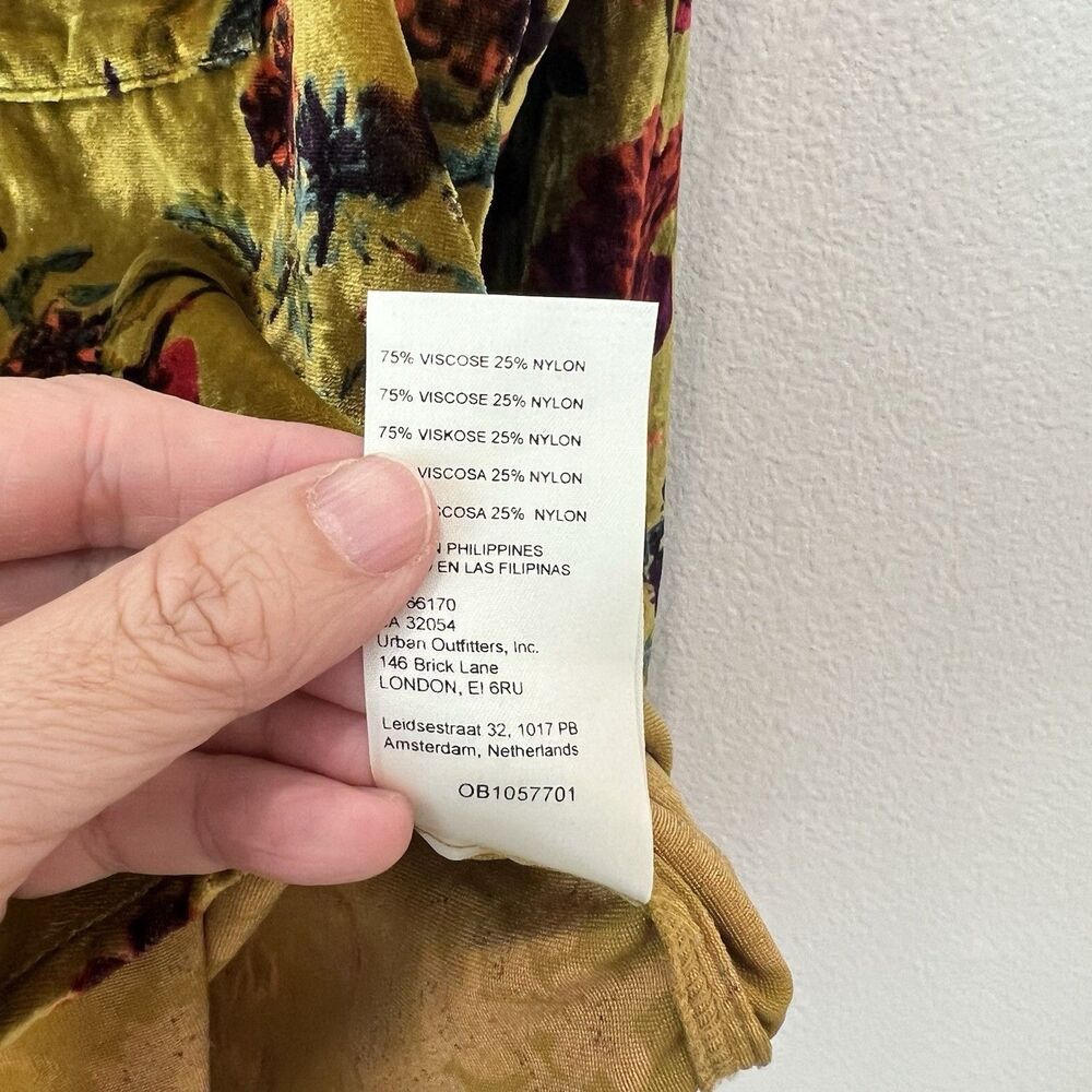 Anthropologie Pilcro Hadley Relaxed Velvet Burnout Shirt Small Mustard Festival - Picture 6 of 9
